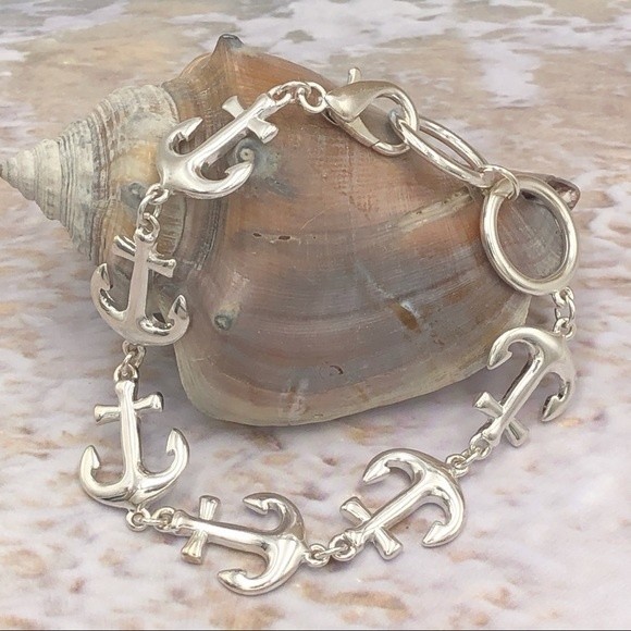 🌼 Anchor Silver Simple Silver Clasp Bracelet - Picture 1 of 2